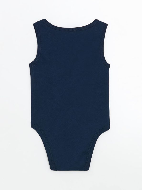 LCW ECO Navy Blue Printed Short Sleeve Bodysuit for Baby Boys