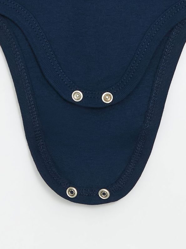 LCW ECO Navy Blue Printed Short Sleeve Bodysuit for Baby Boys