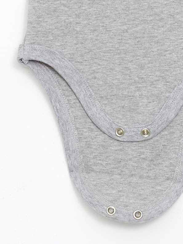 LCW ECO Gray Printed Crew Neck Bodysuit for Baby Boys