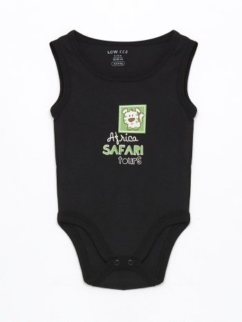 LCW ECO Black Printed Boys' Baby Bodysuit