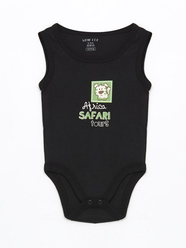 LCW ECO Black Printed Boys' Baby Bodysuit