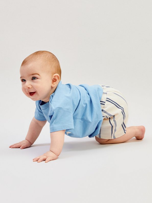 LCW Baby Blue Printed Boys T-Shirt and Shorts Set