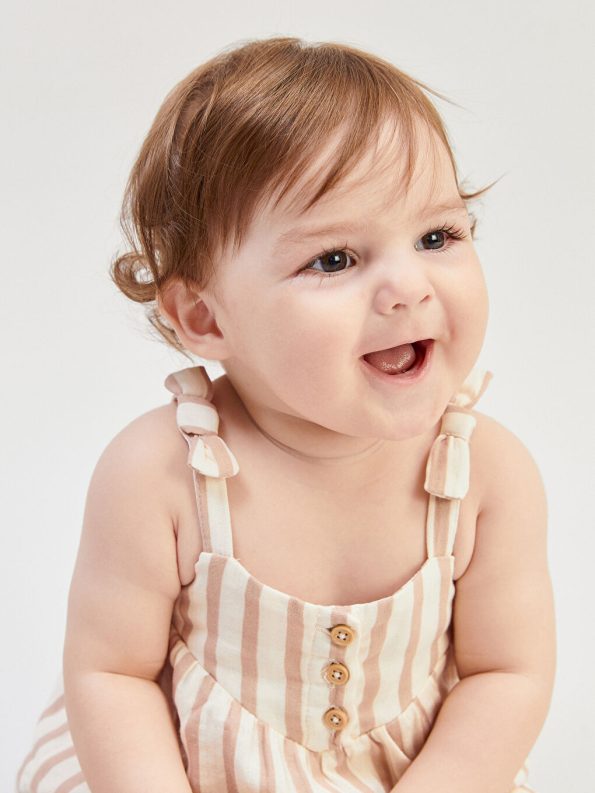 V-Neck Baby Girl Muslin Romper