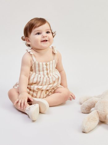 V-Neck Baby Girl Muslin Romper