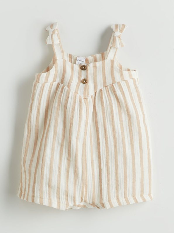 V-Neck Baby Girl Muslin Romper