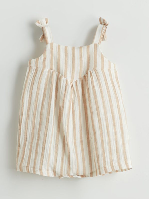 V-Neck Baby Girl Muslin Romper