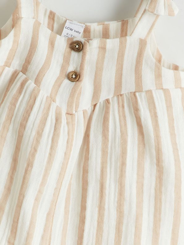 V-Neck Baby Girl Muslin Romper