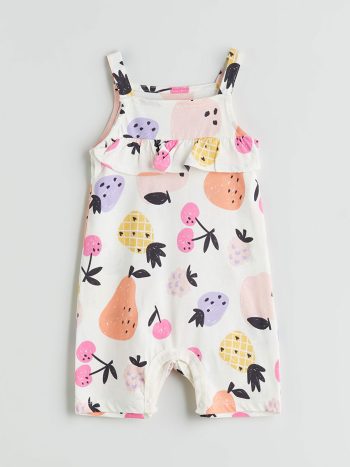 LCW Baby Pink Printed Short Sleeve Romper Set