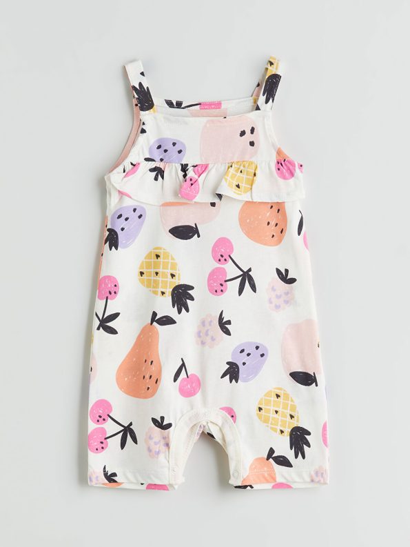 LCW Baby Pink Printed Short Sleeve Romper Set