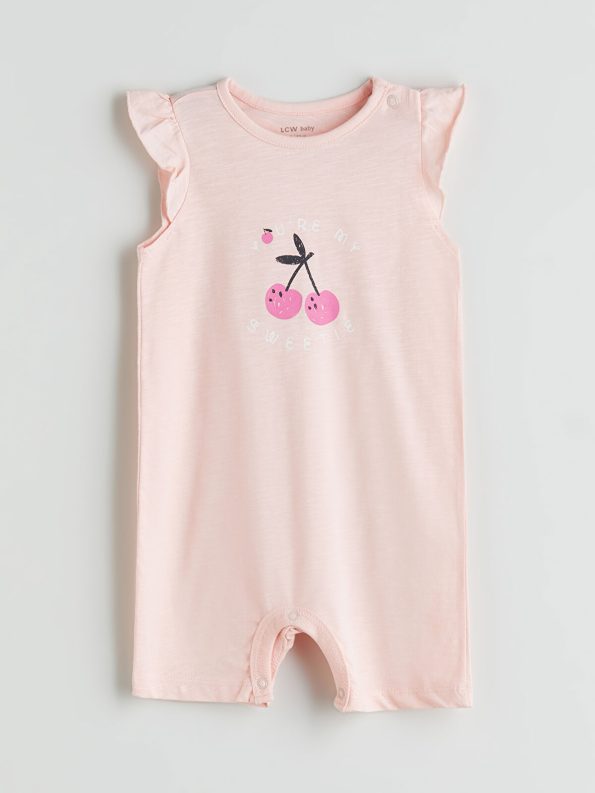 LCW Baby Pink Printed Short Sleeve Romper Set