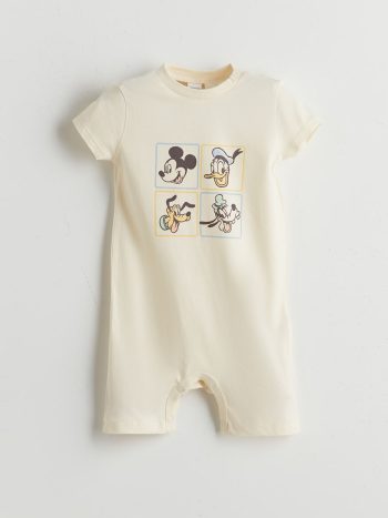 LCW Baby Ecru Mickey Mouse Printed Baby Romper Set