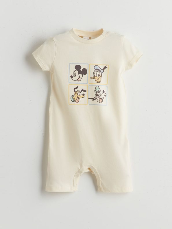 LCW Baby Ecru Mickey Mouse Printed Baby Romper Set