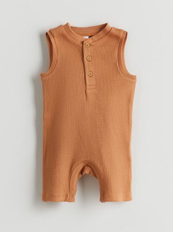 LCW Baby Brown Short Sleeve Bodysuit Set for Boys