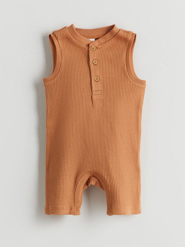 LCW Baby Brown Short Sleeve Bodysuit Set for Boys