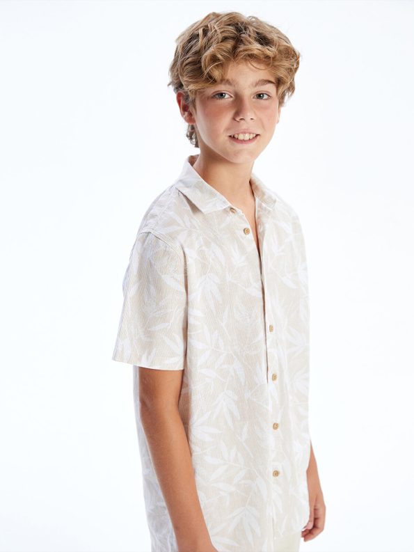 LCW Kids Beige Short Sleeve Boys' Shirt and Shorts Set