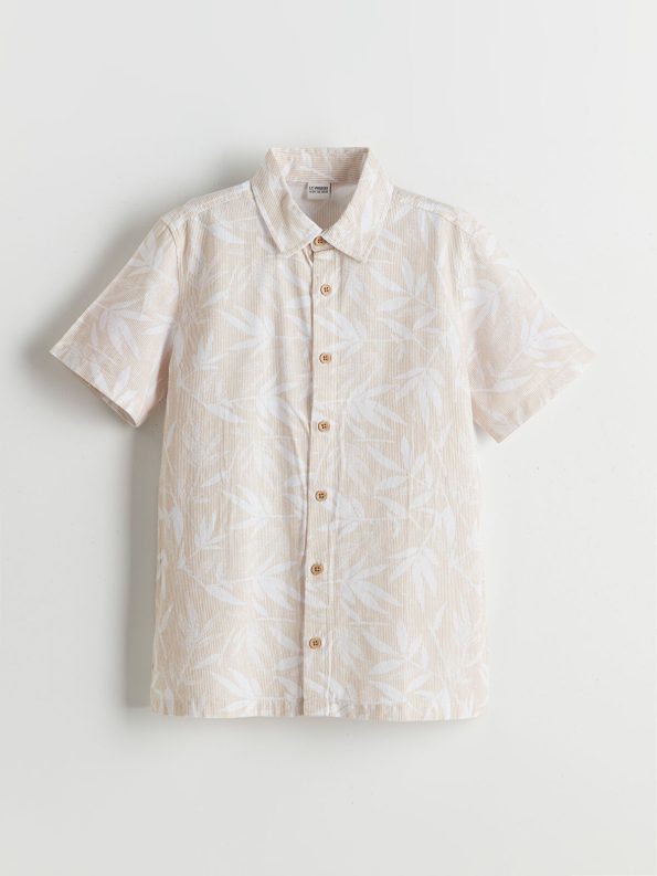 LCW Kids Beige Short Sleeve Boys' Shirt and Shorts Set