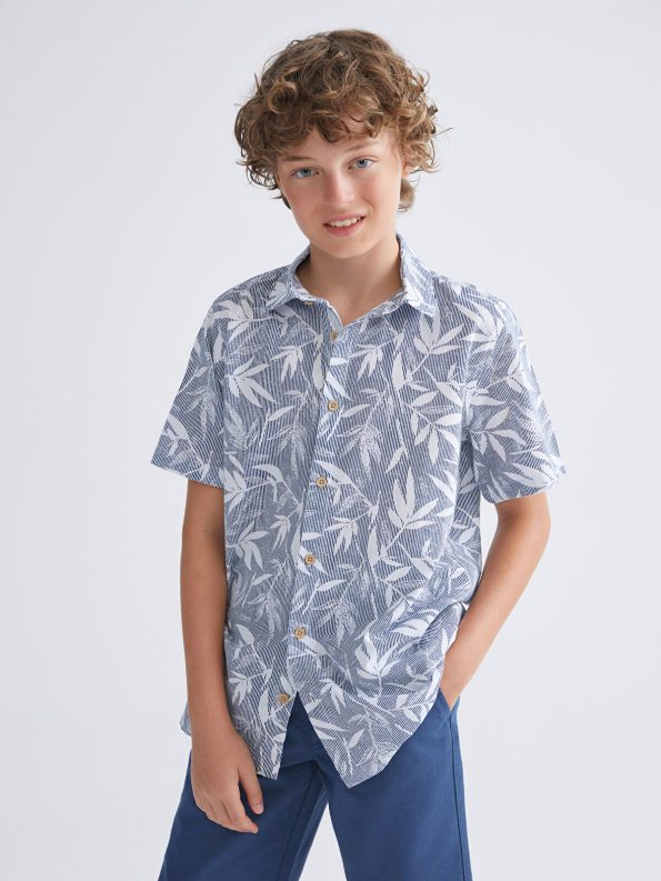 LCW Kids Blue Short Sleeve Shirt and Shorts Set