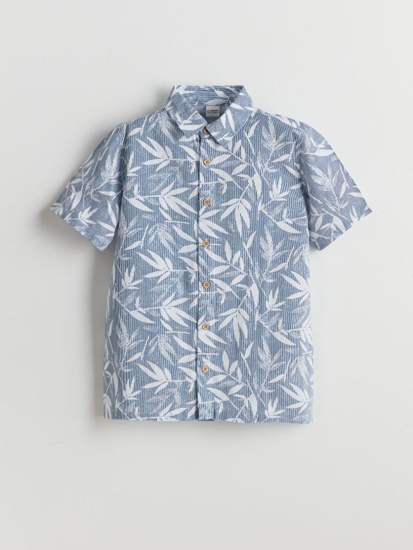 LCW Kids Blue Short Sleeve Shirt and Shorts Set