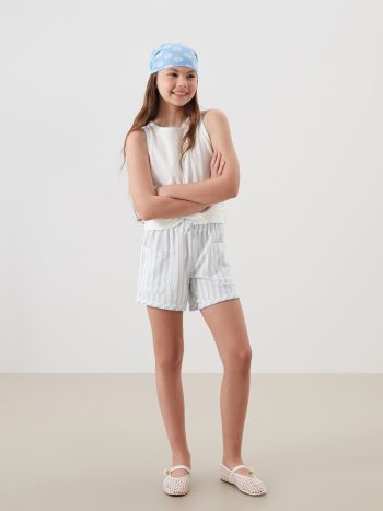 LCW Kids Blue Elastic Waist Girls Shorts