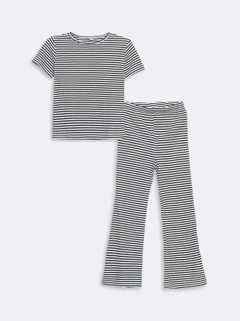 Square Neck Girls' Blouse and Pants Set