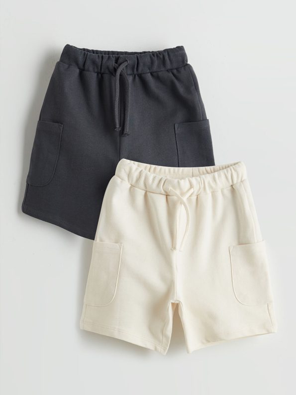 LCW Kids Beige Elastic Waist Boys' Shorts Set