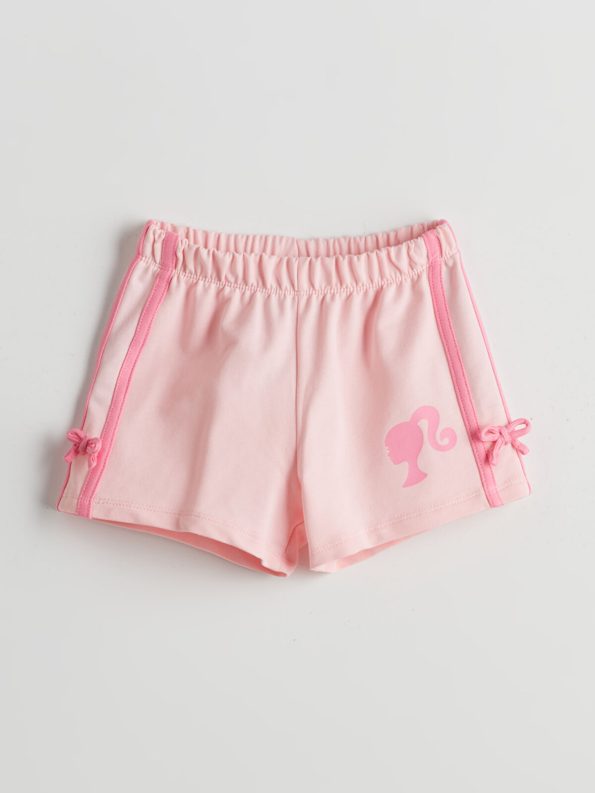 LCW Kids Pink Elastic Waist Barbie Print Girls' Shorts