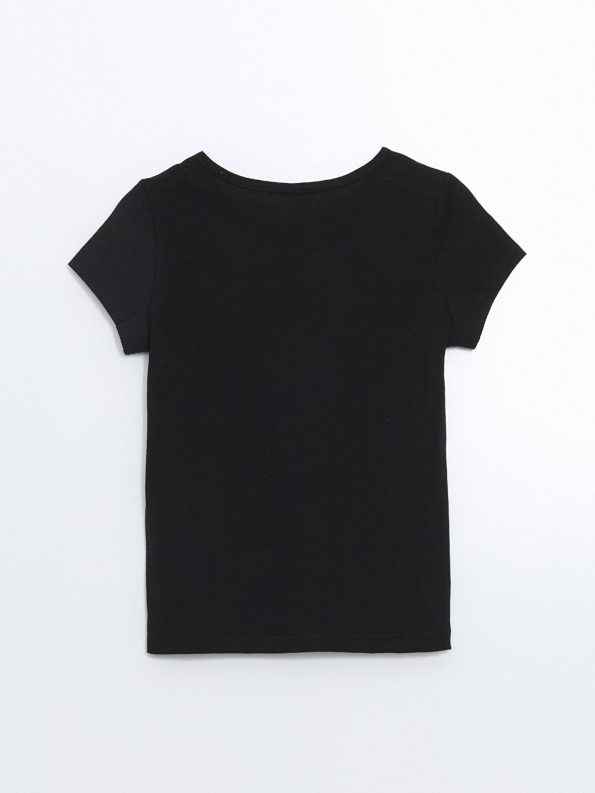 LCW ECO Black Printed T-Shirt for Girls