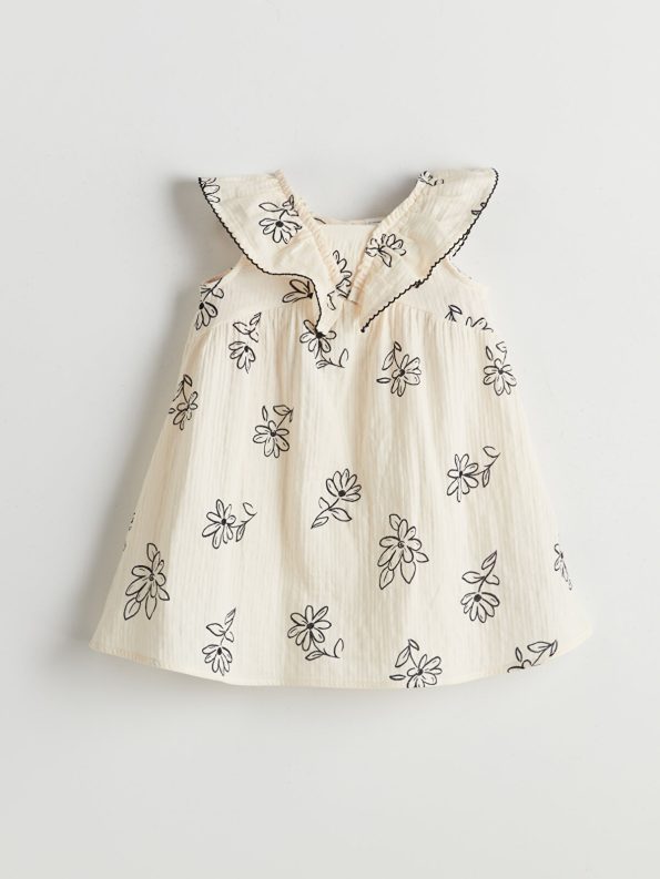 LCW Kids Cream Floral Muslin Dress