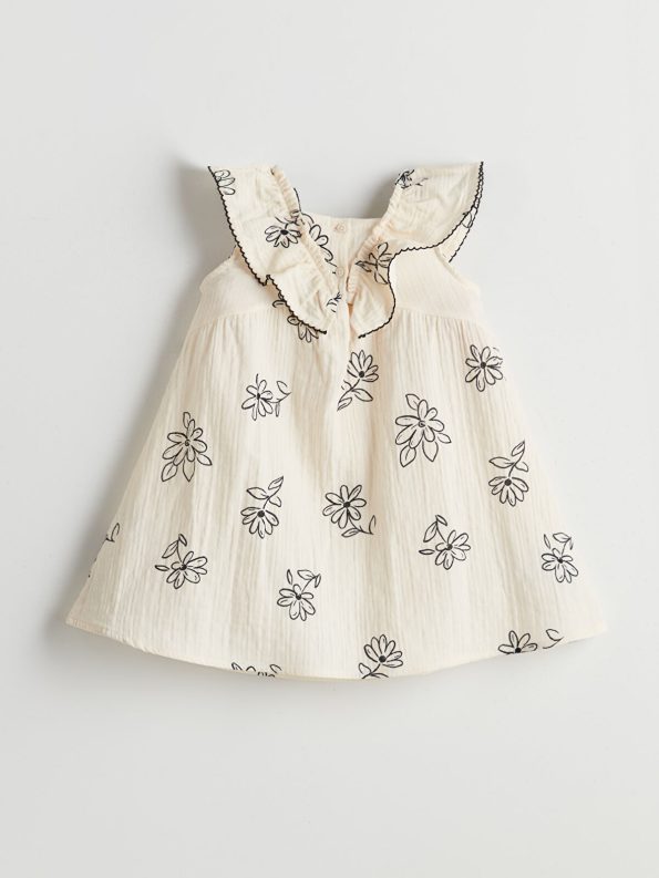 LCW Kids Cream Floral Muslin Dress