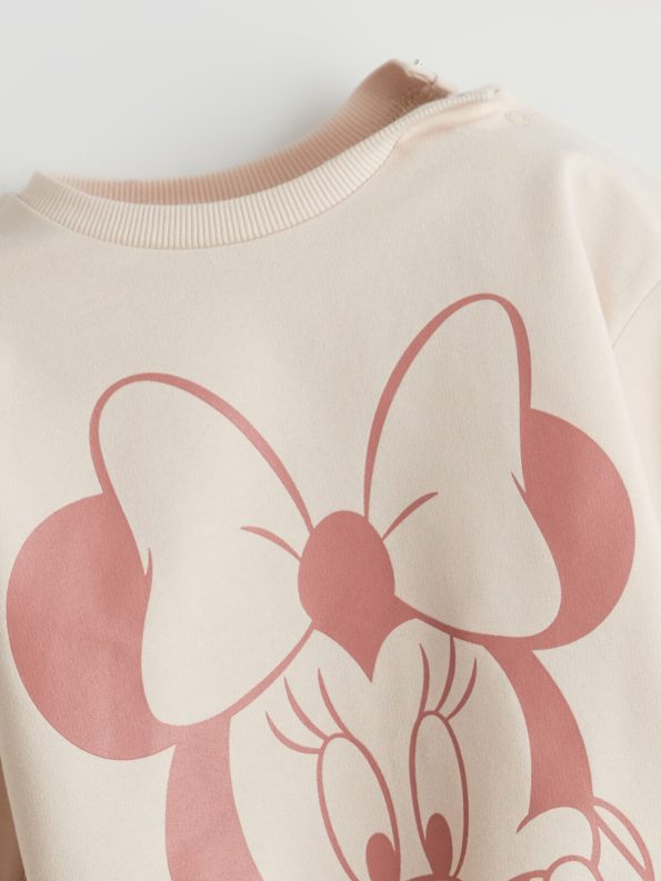 LCW Baby Beige Minnie Mouse Printed Girls Sweatshirt