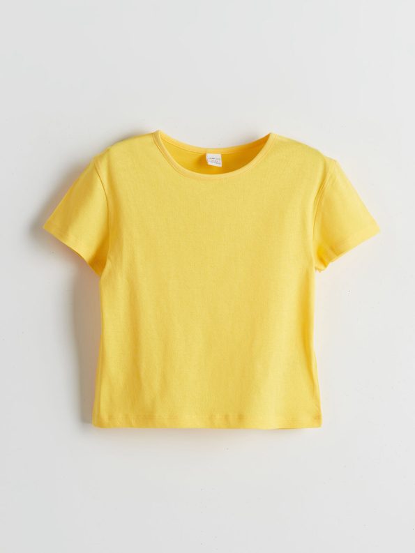 LCW ECO Yellow Basic Short Sleeve T-Shirt for Girls
