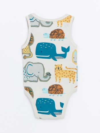 LCW ECO Cream Printed Baby Boy Bodysuit