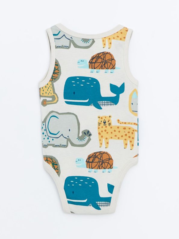 LCW ECO Cream Printed Baby Boy Bodysuit