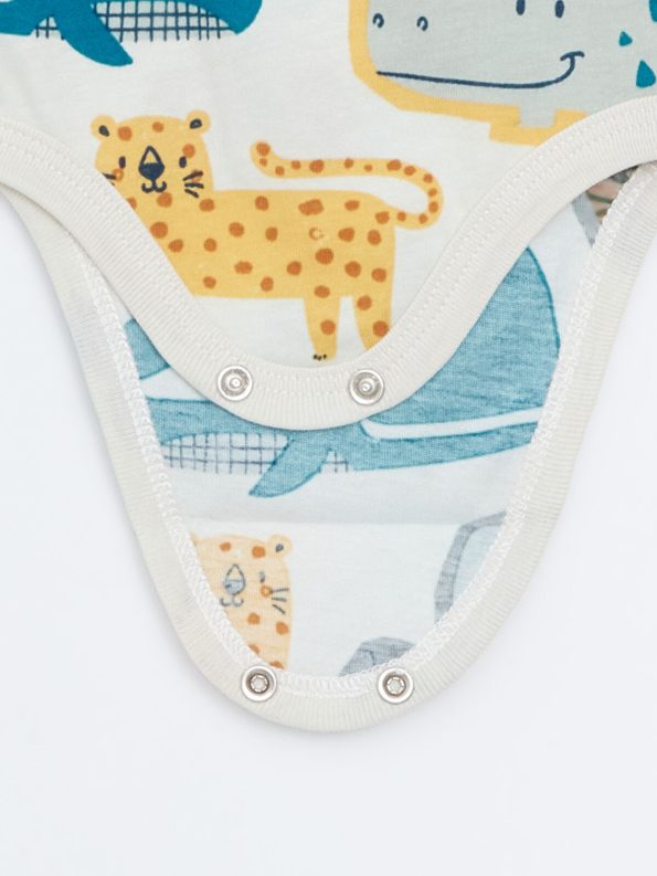 LCW ECO Cream Printed Baby Boy Bodysuit