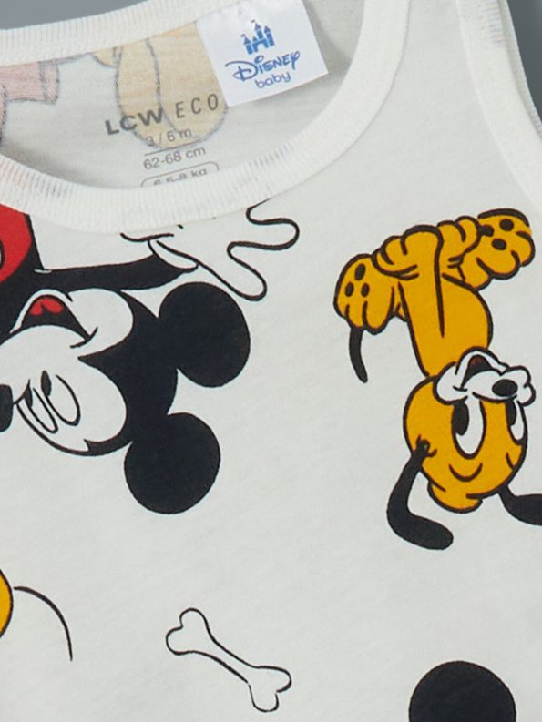 LCW ECO Cream Mickey Mouse Printed Baby Boys Bodysuit