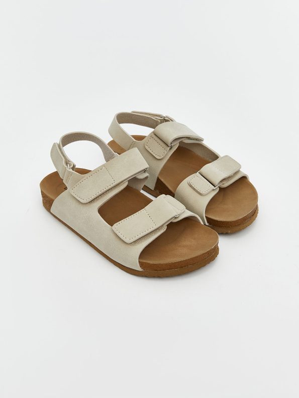 LCW STEPS Beige Suede Look Double Strap Boys Sandals