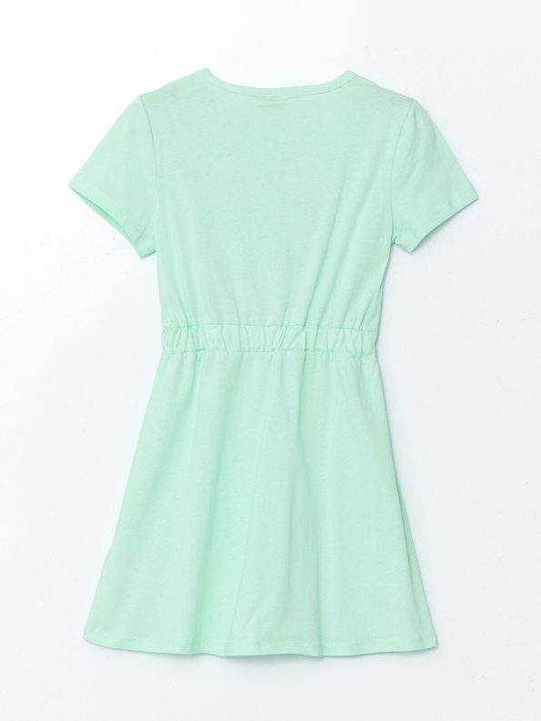 LCW ECO Green Crew Neck Dress for Girls