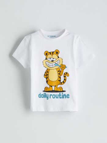 LCW Kids White Printed Boys' Pajama Set with Shorts