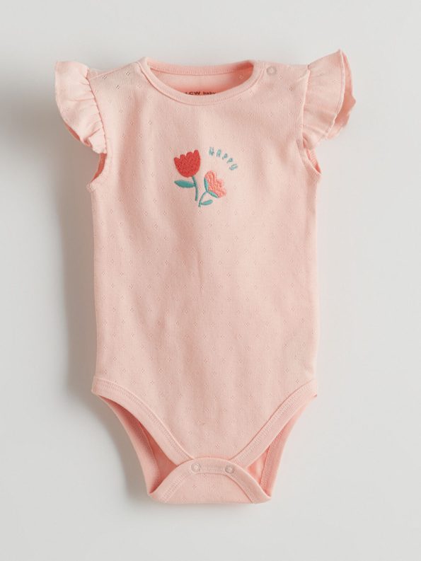 LCW Baby Pink Organic Cotton Girl's Bodysuit and Shorts Set