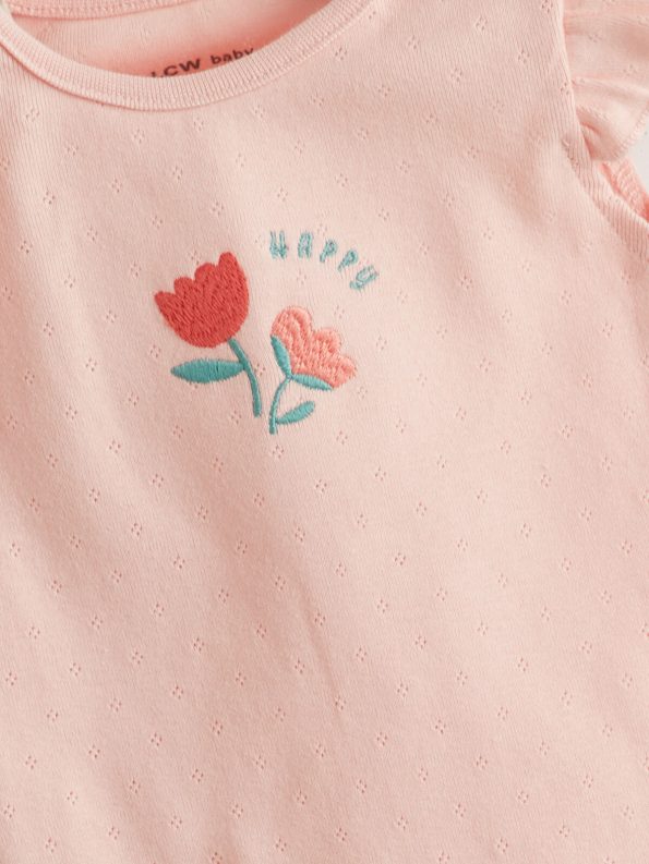 LCW Baby Pink Organic Cotton Girl's Bodysuit and Shorts Set