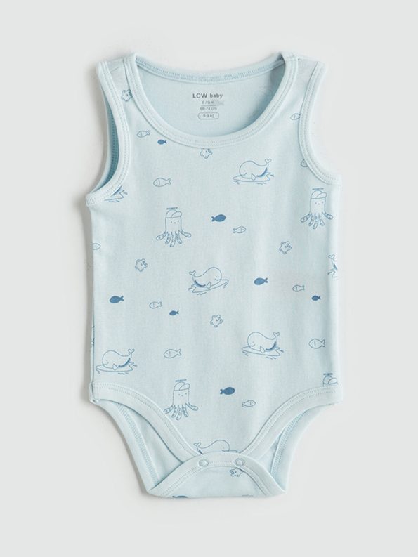 LCW Baby Blue Organic Cotton Baby Bodysuit and Shorts Set