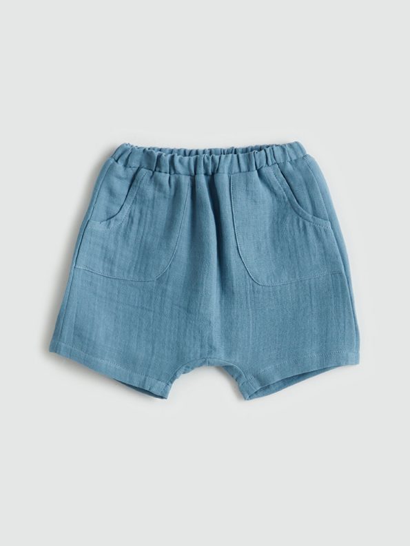 LCW Baby Blue Organic Cotton Baby Bodysuit and Shorts Set