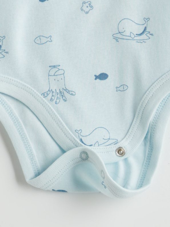 LCW Baby Blue Organic Cotton Baby Bodysuit and Shorts Set