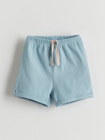 LCW Baby Blue Elastic Waist Organic Fabric Baby Boy Shorts Set