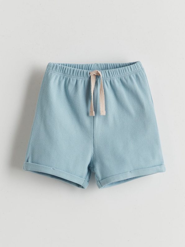 LCW Baby Blue Elastic Waist Organic Fabric Baby Boy Shorts Set