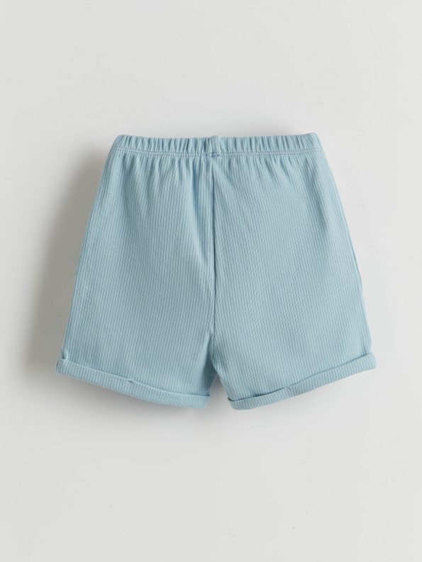 LCW Baby Blue Elastic Waist Organic Fabric Baby Boy Shorts Set