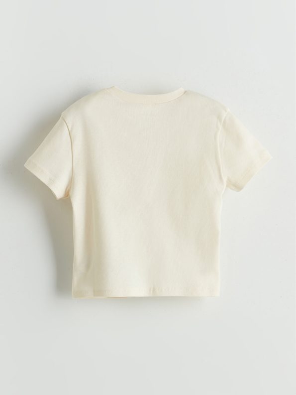 LCW Baby Cream Organic Fabric Boys' T-Shirt and Pants Set