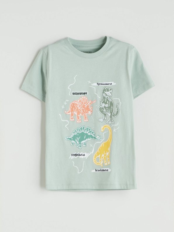 LCW Kids Green Dinosaur Print Short Pajama Set