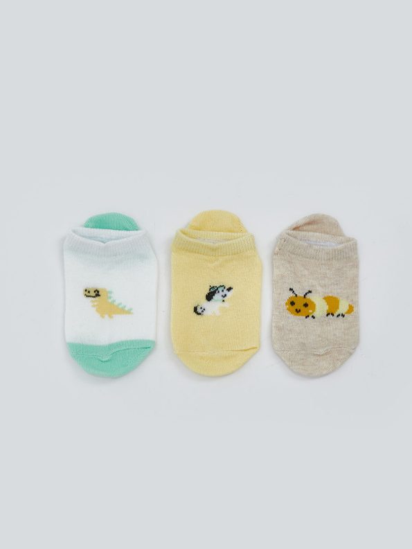 LCW Baby Cream Printed Baby Boy Sock Set - 5 Pairs