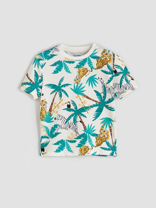 LCW Kids Haki Printed Boys T-Shirt Set